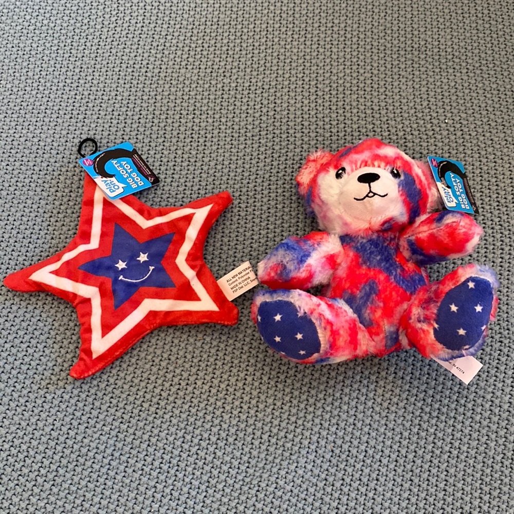Dog toys bundle of 2 - 4th of July USA America big softy dog toy NWT